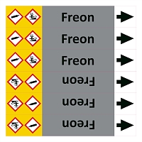 Značení potrubí ISO 20560, freon